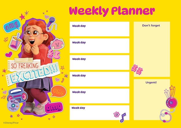 Turning Red Weekly Planner