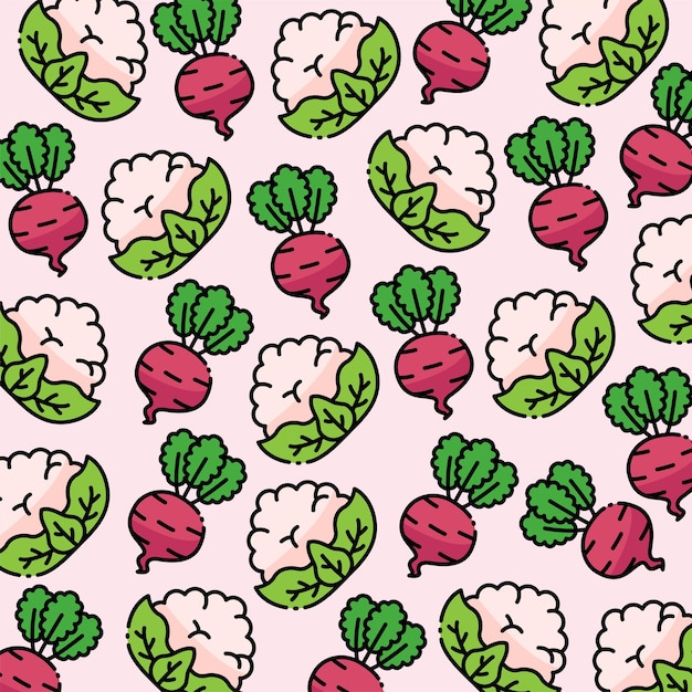 Turnip and cauliflower pattern design or background