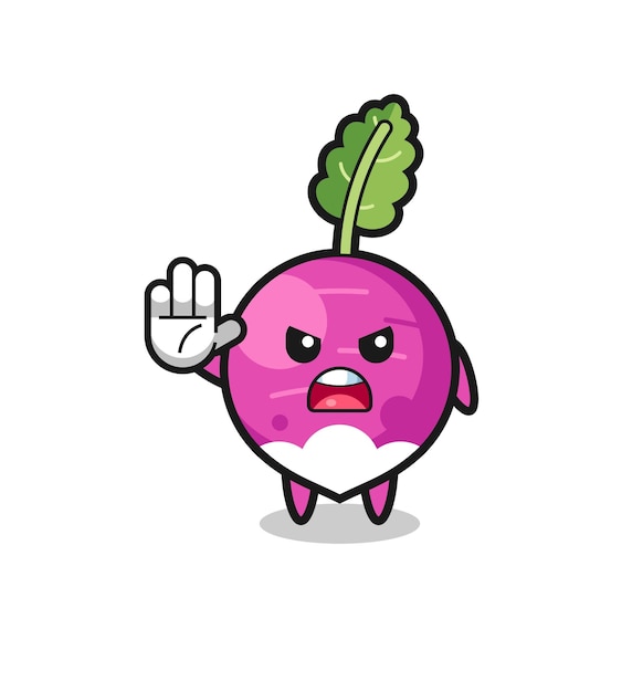 Turnip character doing stop gesture