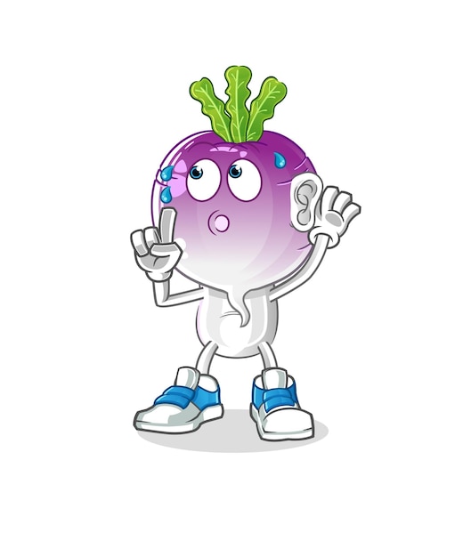 Turnip head cartoon eavesdropping vector cartoon character