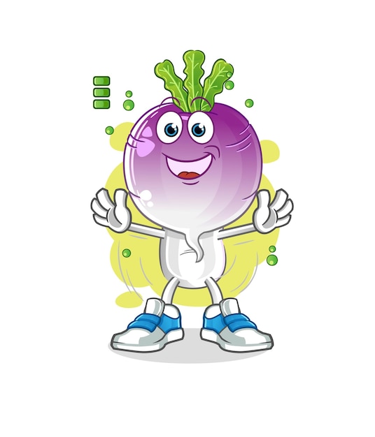 Turnip head cartoon full battery character cartoon mascot vector