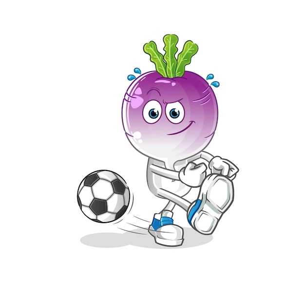 Turnip head cartoon kicking the ball cartoon mascot vector