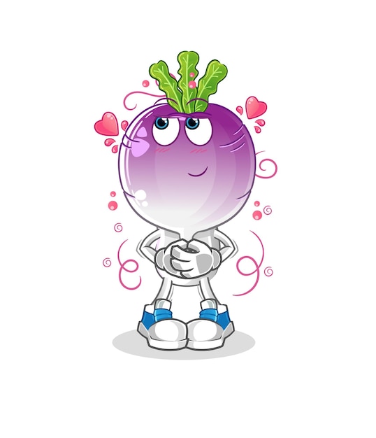 Turnip head cartoon shy vector cartoon character