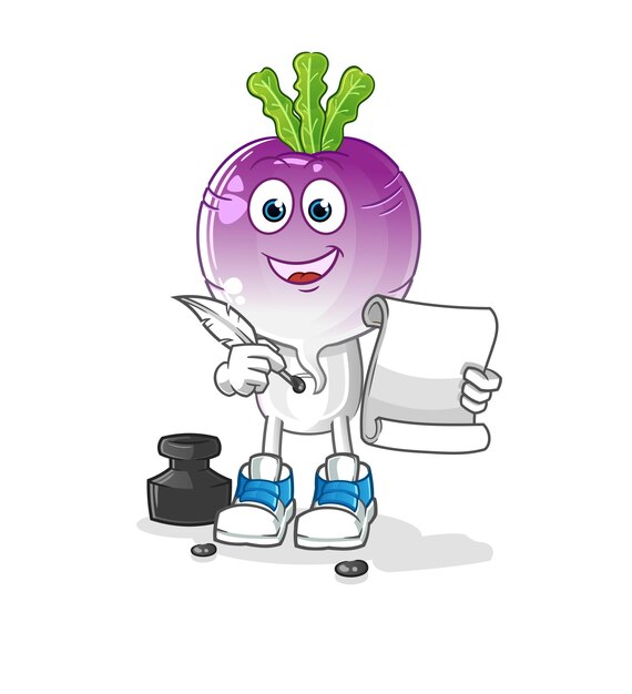 Turnip head cartoon writer vector cartoon character