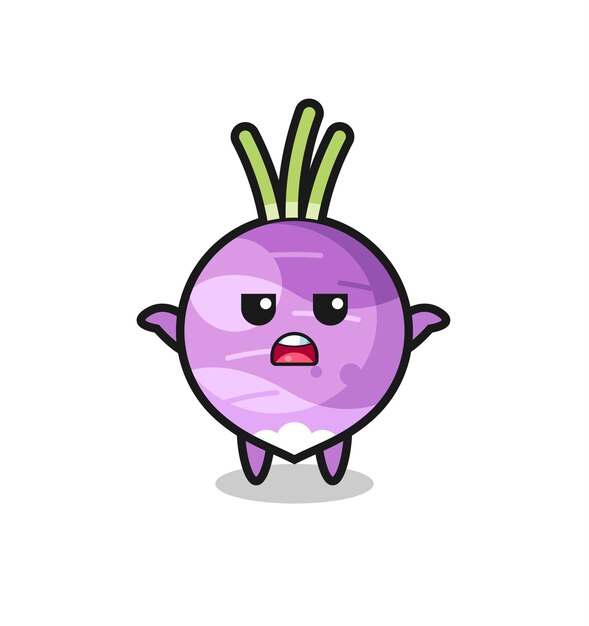 Vector turnip mascot character saying i do not know , cute style design for t shirt, sticker, logo element