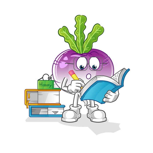 Turnip studying mascot