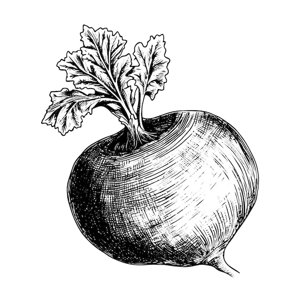 Turnip vector drawing Isolated hand drawn engraved style illustration