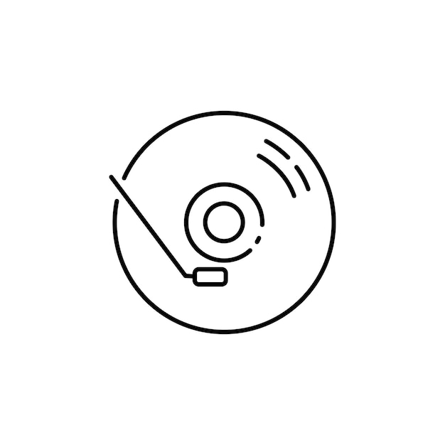 Turntable line icon Phonograph or record player and pikap with music or sound