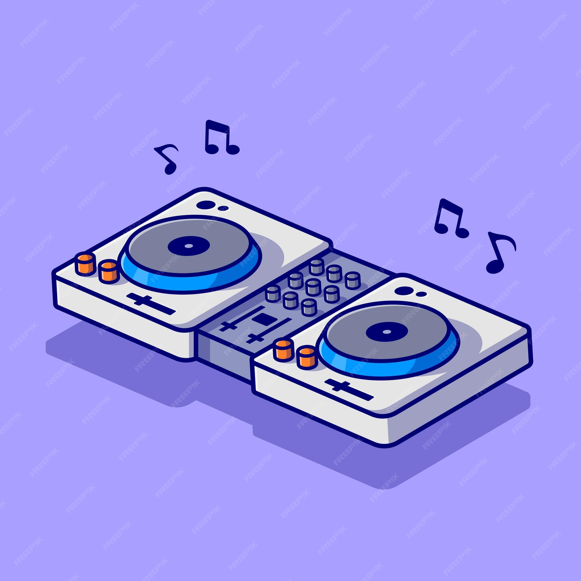 Premium Vector | Turntable music dj with vinyl cartoon vector icon  illustration. technology music icon concept isolated premium vector. flat  cartoon style
