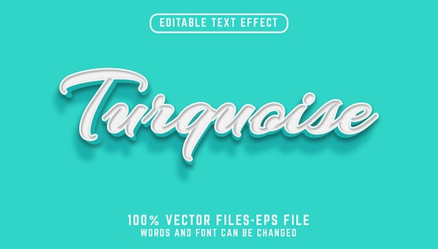 Turquois text. editable text effect premium vectors