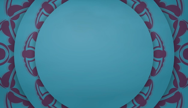 Turquoise achtergrond met vintage paarse ornamenten en ruimte voor uw logo