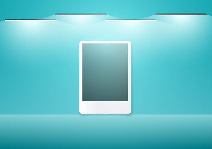 Vector turquoise backdrop art gallery