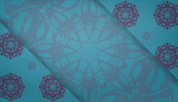Бирюзовый фон с абстрактным фиолетовым орнаментом для дизайна под вашим логотипом