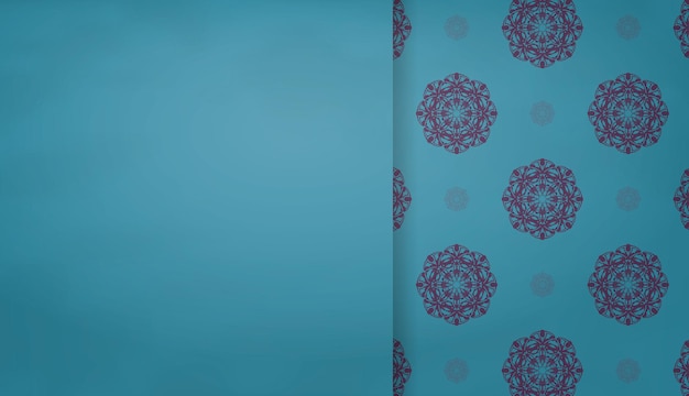 Turquoise background with greek purple ornaments and logo space