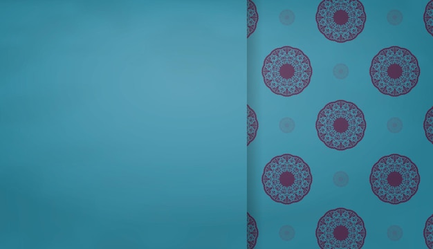 Turquoise background with mandala purple ornament and place under your text