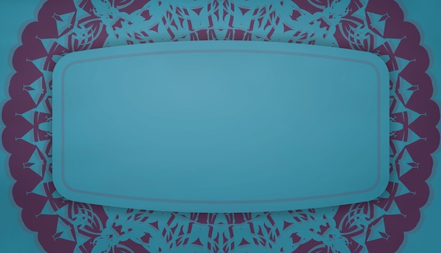 Turquoise banner met vintage paars patroon en plaats onder je tekst