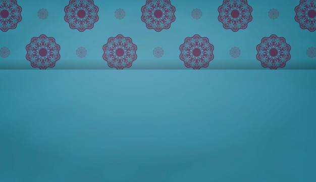 Vector turquoise banner template with luxurious purple pattern and space for your logo or text