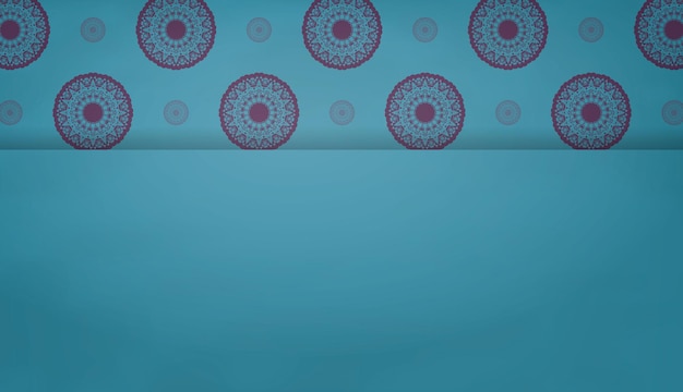 Turquoise banner with abstract purple pattern and space for your logo