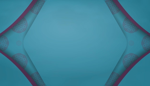 Turquoise banner with Indian purple pattern and text space