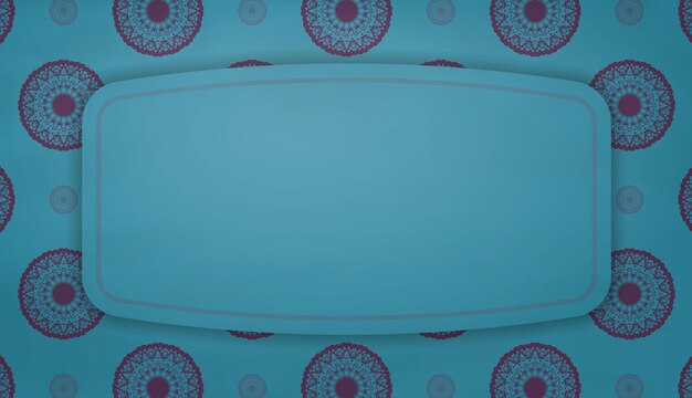 Turquoise banner with a luxurious purple pattern and a place for your text