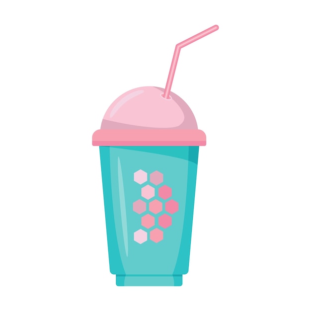 Turquoise beker met melkcocktail rietje vectorillustratie