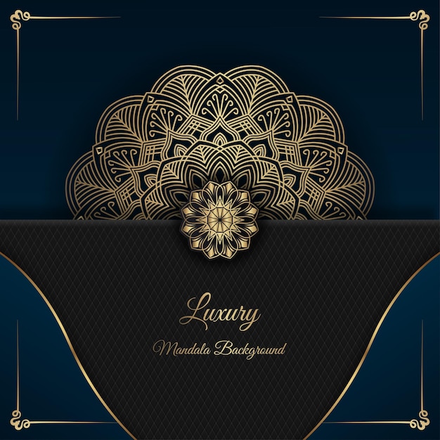 Turquoise and black with gold trim luxury mandala background