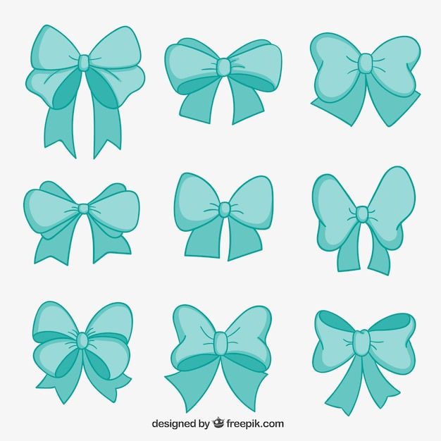 Vector turquoise bows collection