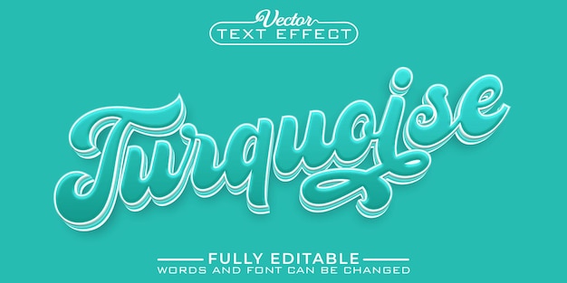 Vector turquoise color vector editable text effect template