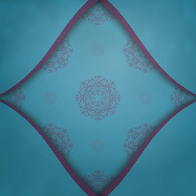 Turquoise flyer with purple mandala ornaments prepared for typography.