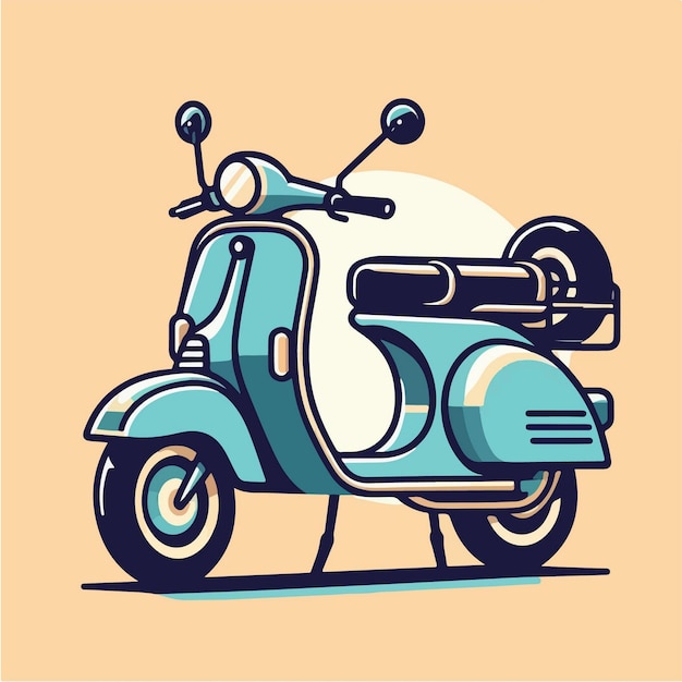 Vettore illustrazione di vespa verde turchese con un semplice disegno vettoriale