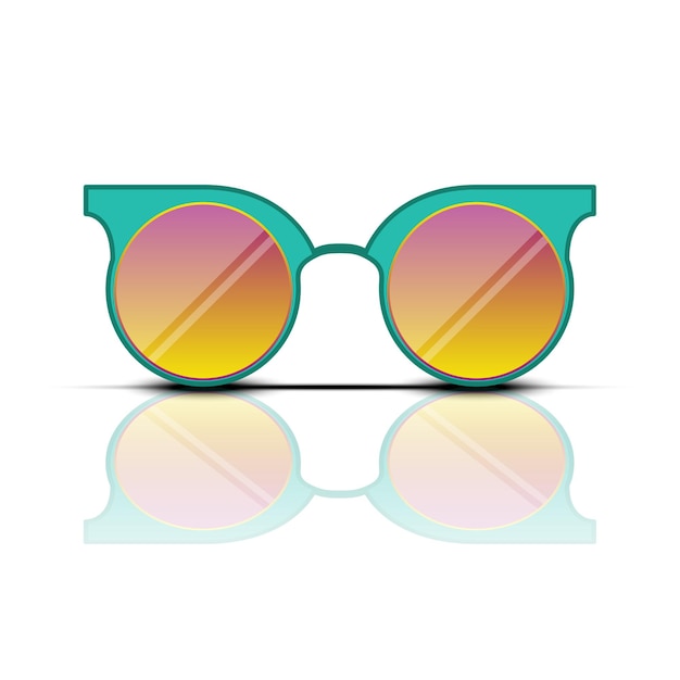 Turquoise orange sun glasses with reflection