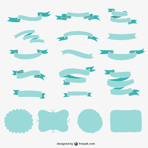 Vector turquoise ribbons pack