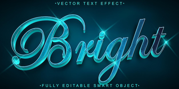 Vettore turchese shiny bright vector effetto di testo dell'oggetto intelligente completamente modificabile