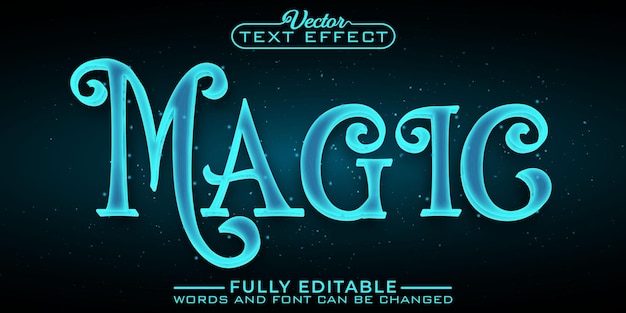 Vector turquoise sparkle magic vector editable text effect template