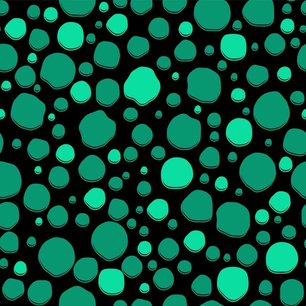 Turquoise spotted geometric seamless pattern on black background Abstract geometrical seamless with Polka dot texture randomly dots circles bubbles stain spot Vector illustration