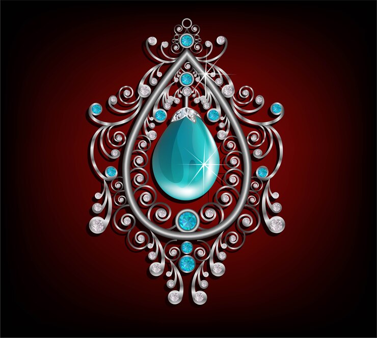 Vector turquoise stone and jewelry blue color 