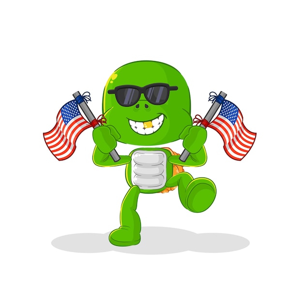 Turtle american youth cartoon mascot vector