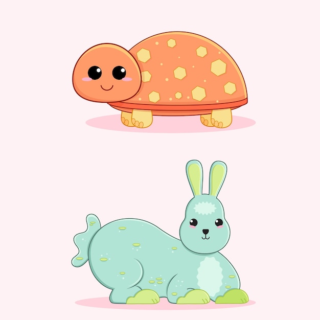 Vector turtle anad rabbit