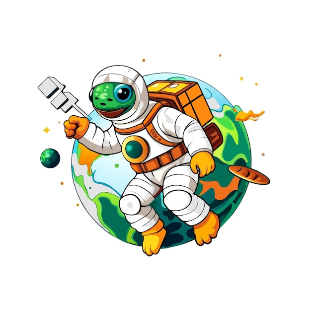 Vector turtle astronutaut vector