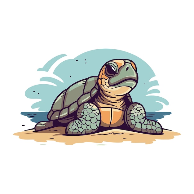 Vector turtle on the beach vector illustration of a sea turtle