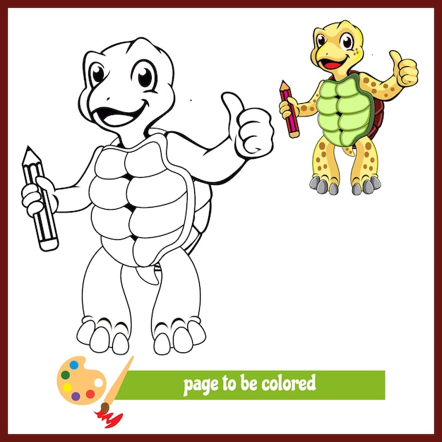 Turtle brown cartoon coloring pictures