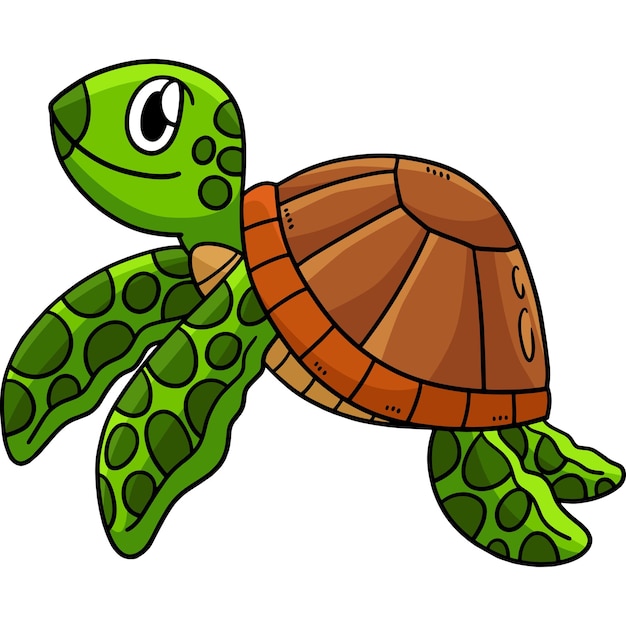 Vector turtle cartoon colored clipart illustration