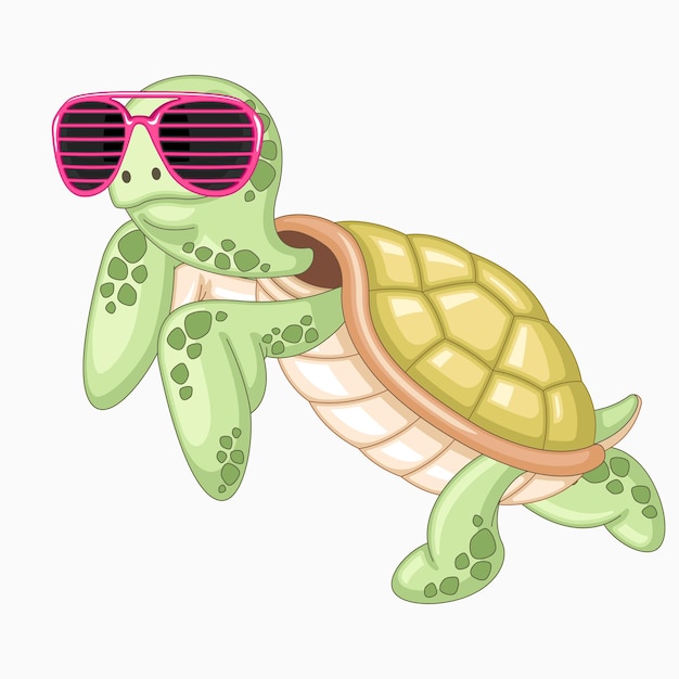 Vector turtle cartoon wearing shades vector illustration.