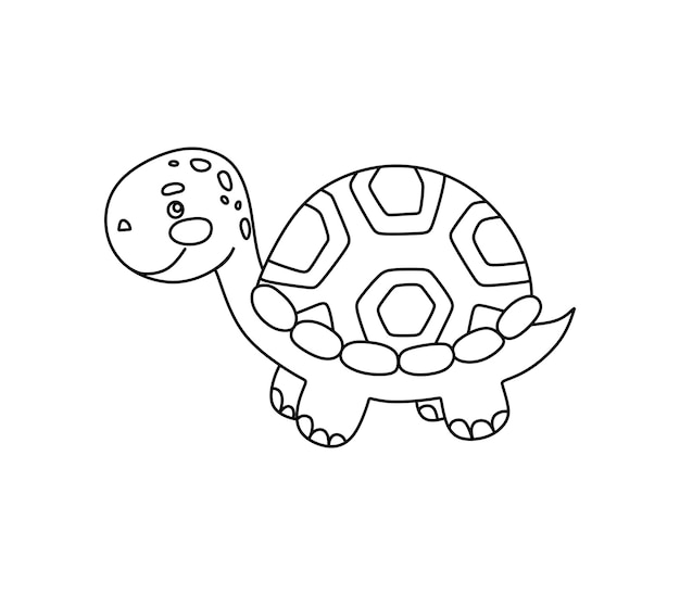 Vector turtle character black and white vector coloring book for kids