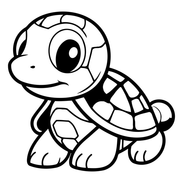 Vector turtle character cartoon style vector illustration isolated on a white background