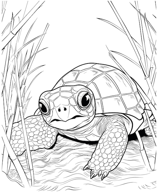 Vector turtle coloring pages for adults