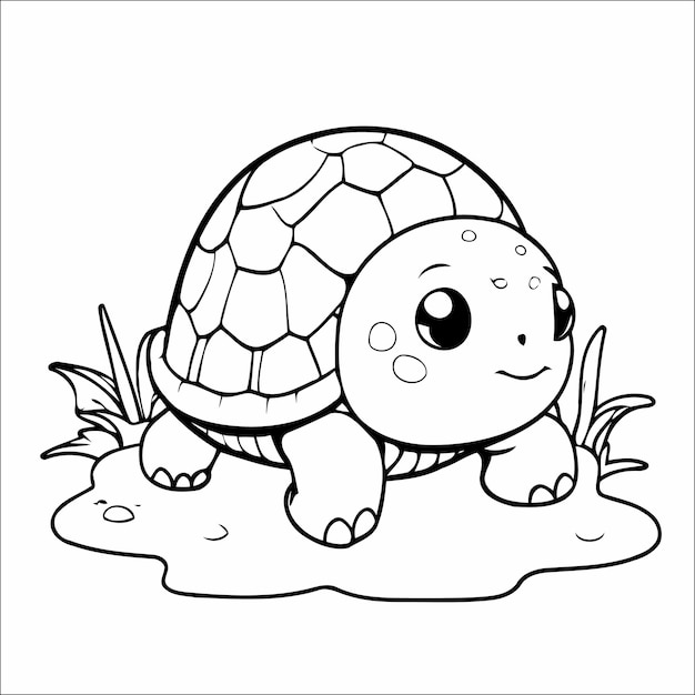 Vettore turtle crawling vector coloring book per bambini