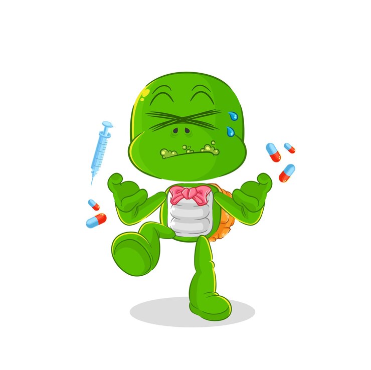 वेक्टर turtle drug overdose cartoon illustration