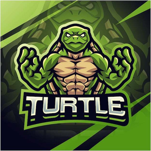 Turtle fighter esport mascotte logo ontwerp