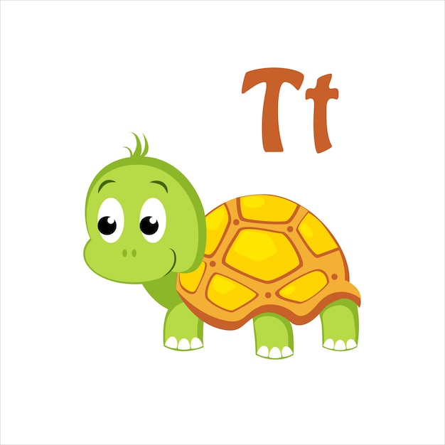 Turtle. funny alphabet, animal